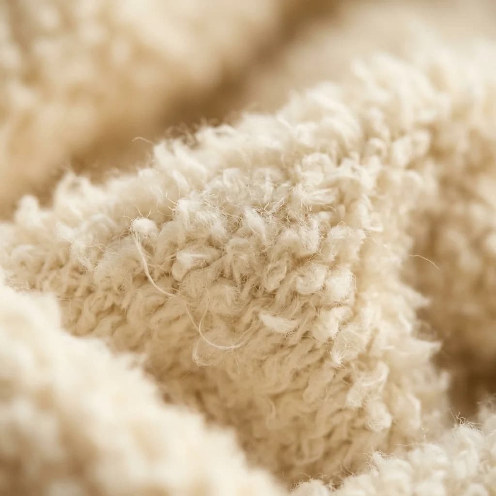 Extreme macro of brushed French Terry lining showing incredibly soft fluffy cloud-like texture